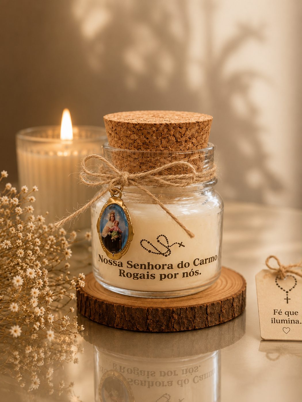 Lembrancinha do Carmo com medalha e tag personalizada
