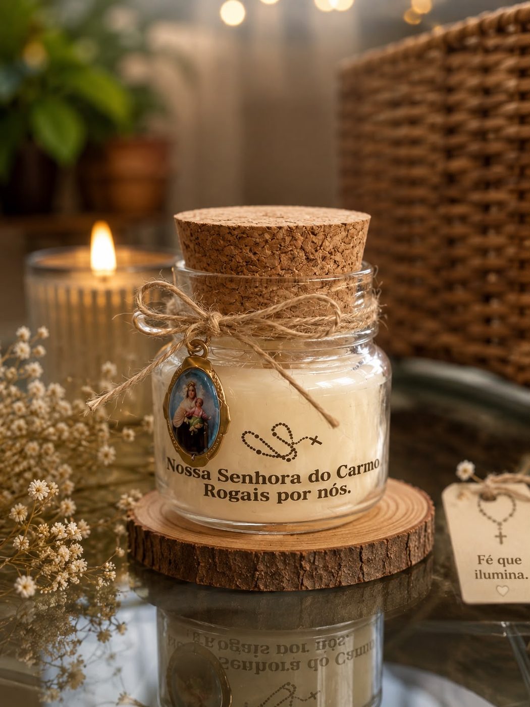 Vela personalizada de Nossa Senhora do Carmo no ambiente